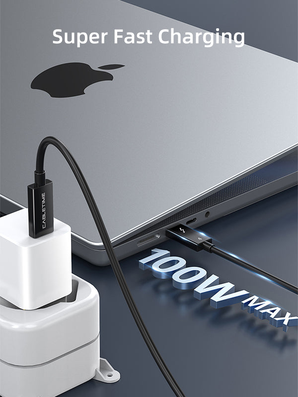 CABLETIME Intel-Certified Thunderbolt 4 USB-C Cable, 40Gbps, 100W, 8K@60Hz, 1.8m – product view 6 | CT40K