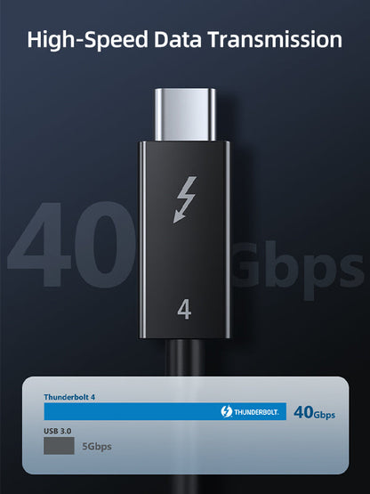 CABLETIME Intel-Certified Thunderbolt 4 USB-C Cable, 40Gbps, 100W, 8K@60Hz, 2.5m – product view 4 | CT40M