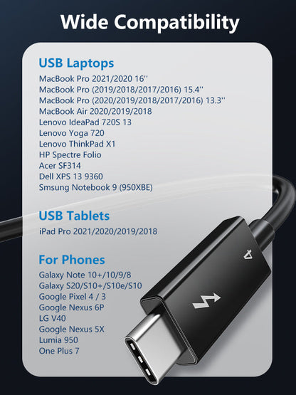 CABLETIME Intel-Certified Thunderbolt 4 USB-C Cable, 40Gbps, 100W, 8K@60Hz, 2.5m – product view 7 | CT40M