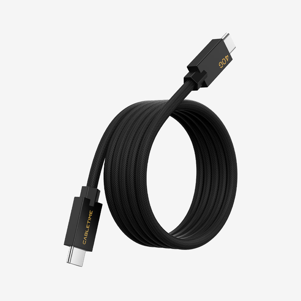 CABLETIME Magnetic-Coil USB4 Cable, 40Gbps, 240W, 8K@60Hz – product view 2 | CU4WH/CU4BH