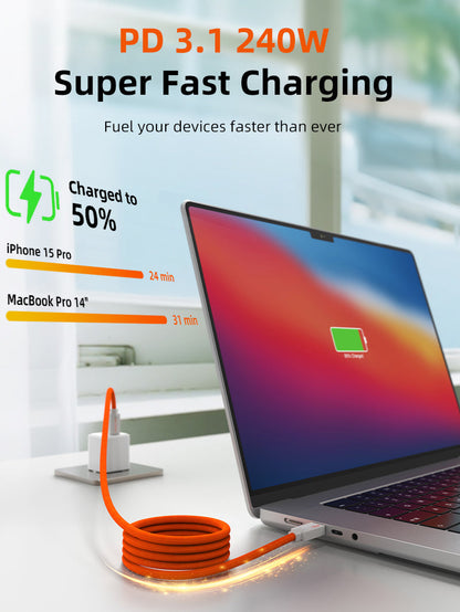 CABLETIME Magnetic-Coil USB4 Cable, 40Gbps, 240W, 8K@60Hz – product view 5 | CU4WH/CU4BH