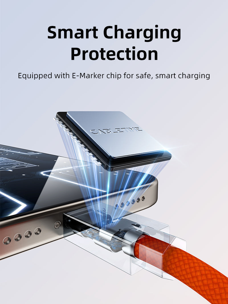 CABLETIME Magnetic-Coil USB4 Cable, 40Gbps, 240W, 8K@60Hz – product view 8 | CU4WH/CU4BH