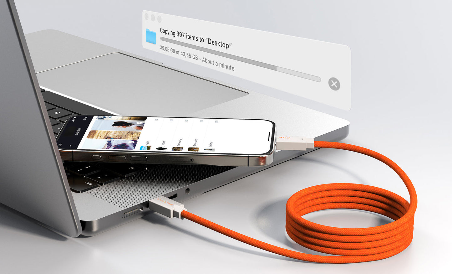 CABLETIME Magnetic-Coil USB4 Cable, 40Gbps, 240W, 8K@60Hz – feature detail 16 | CU4WH/CU4BH