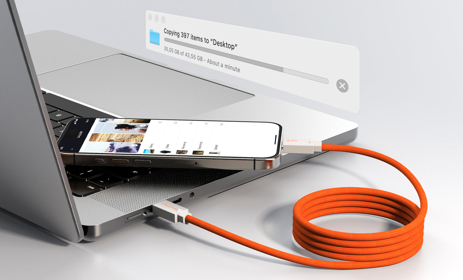 CABLETIME Magnetic-Coil USB4 Cable, 40Gbps, 240W, 8K@60Hz – feature detail 16 | CU4WH/CU4BH