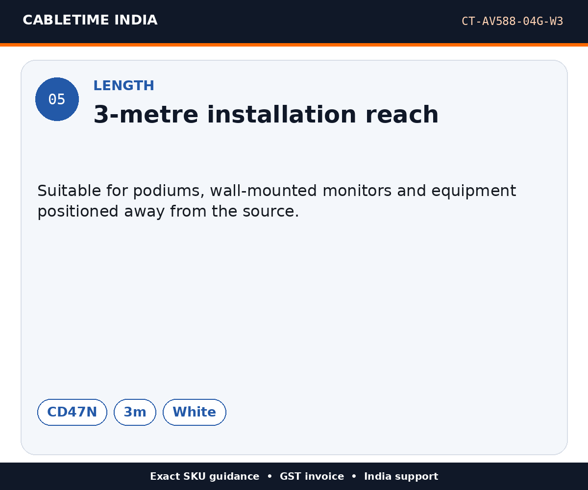 CABLETIME CT-AV588-04G-W3 — Length — 3-metre installation reach