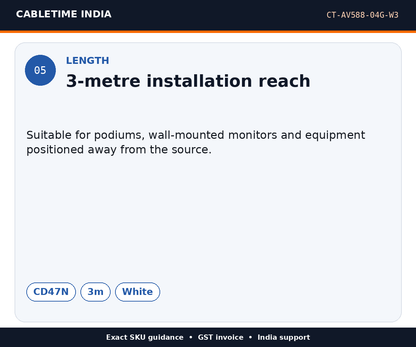 CABLETIME CT-AV588-04G-W3 — Length — 3-metre installation reach