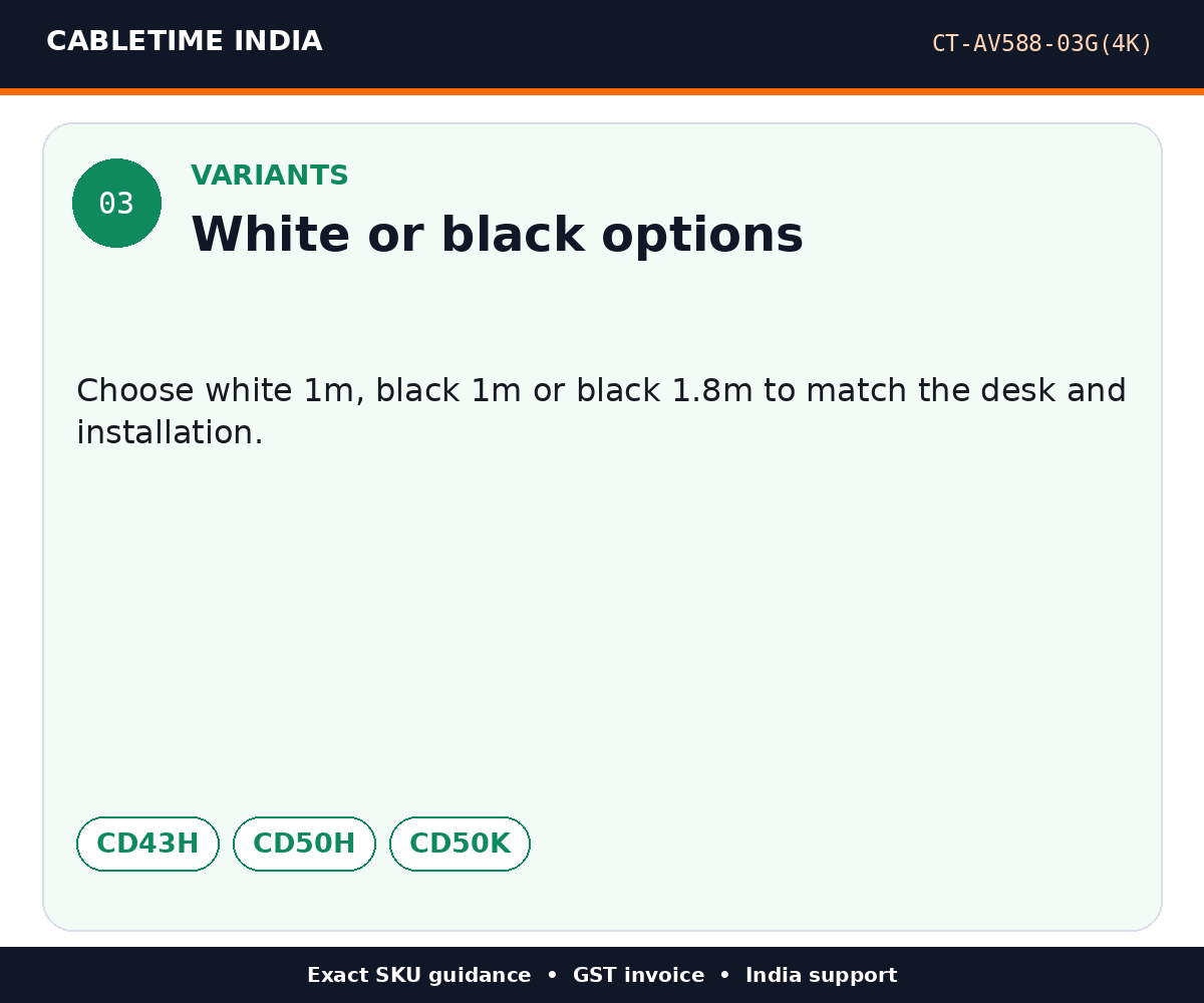 CABLETIME CT-AV588-03G(4K) — Variants — White or black options