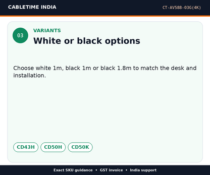CABLETIME CT-AV588-03G(4K) — Variants — White or black options