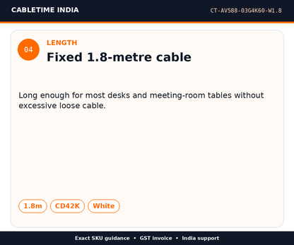 CABLETIME CT-AV588-03G4K60-W1.8 — Length — Fixed 1.8-metre cable