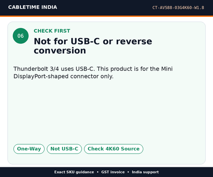 CABLETIME CT-AV588-03G4K60-W1.8 — Check first — Not for USB-C or reverse conversion