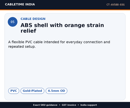 CABLETIME CT-AV588-03G — Cable design — ABS shell with orange strain relief