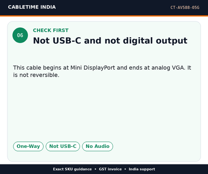 CABLETIME CT-AV588-05G — Check first — Not USB-C and not digital output