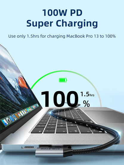 CABLETIME Right-Angle USB-C to USB-C Cable, 20Gbps, 100W and 4K@60Hz – product view 5 | CU24E/CU24H/CU24L