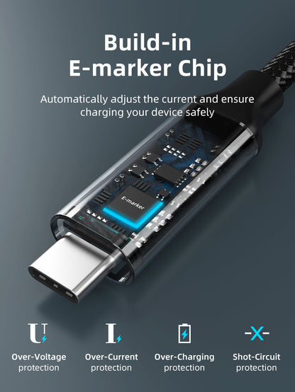 CABLETIME Right-Angle USB-C to USB-C Cable, 20Gbps, 100W and 4K@60Hz – product view 7 | CU24E/CU24H/CU24L