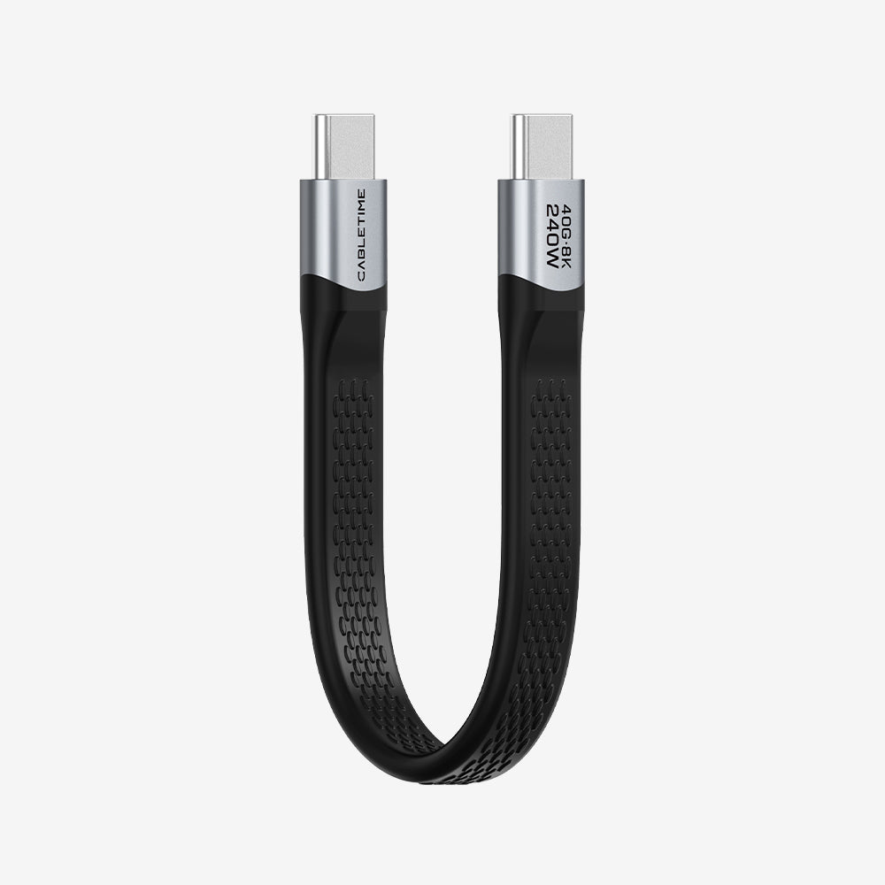 CABLETIME Short Flat USB4 Cable, 40Gbps, 240W and 8K@60Hz – product view 1 | CU45B