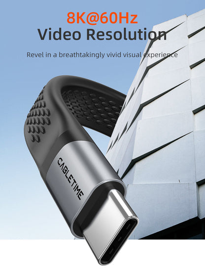 CABLETIME Short Flat USB4 Cable, 40Gbps, 240W and 8K@60Hz – product view 7 | CU45B