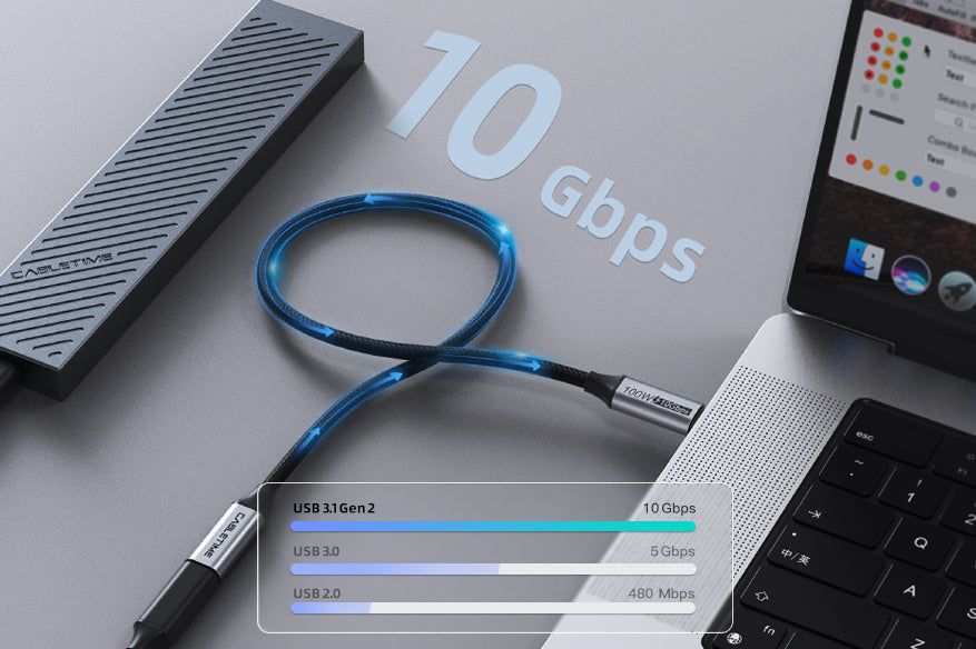 CABLETIME USB-C Male to Female Extension Cable, 10Gbps, 100W, 4K@60Hz – product image 11 | CU21E/CU21H