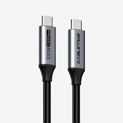 CABLETIME USB-C to USB-C Cable, 20Gbps, 100W, 4K@60Hz, Up to 5m – product view 1 | CU20E/CU20H/CU20J/CU20L/CU20N/CU20P