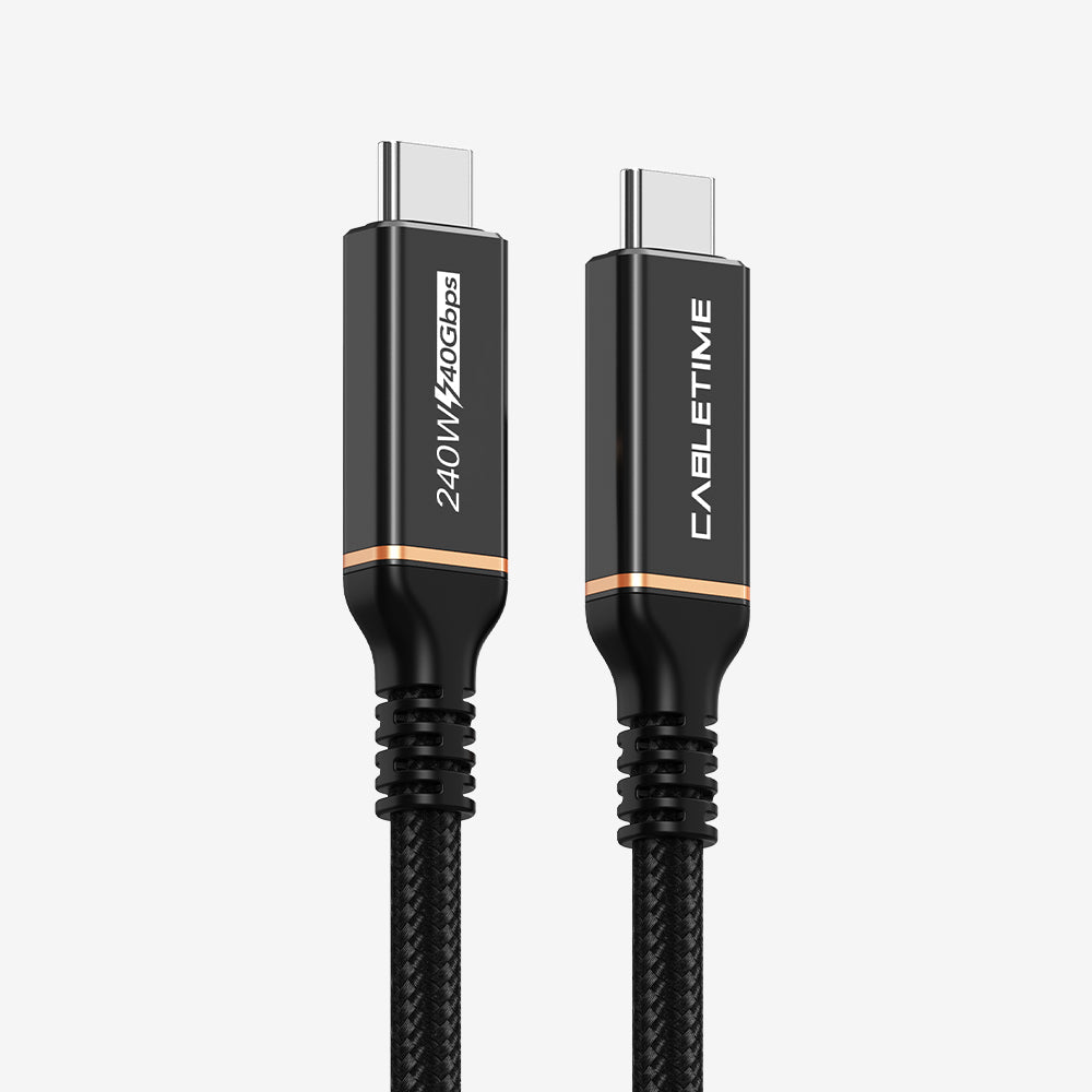 CABLETIME USB4 Cable, 40Gbps, 100W, 8K@60Hz, Braided – product view 1 | CU40E/CU40H/CU40L