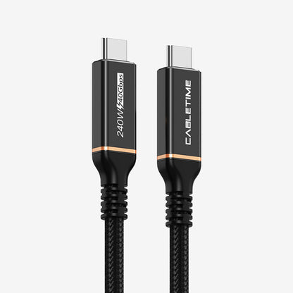 CABLETIME USB4 Cable, 40Gbps, 100W, 8K@60Hz, Braided – product view 1 | CU40E/CU40H/CU40L