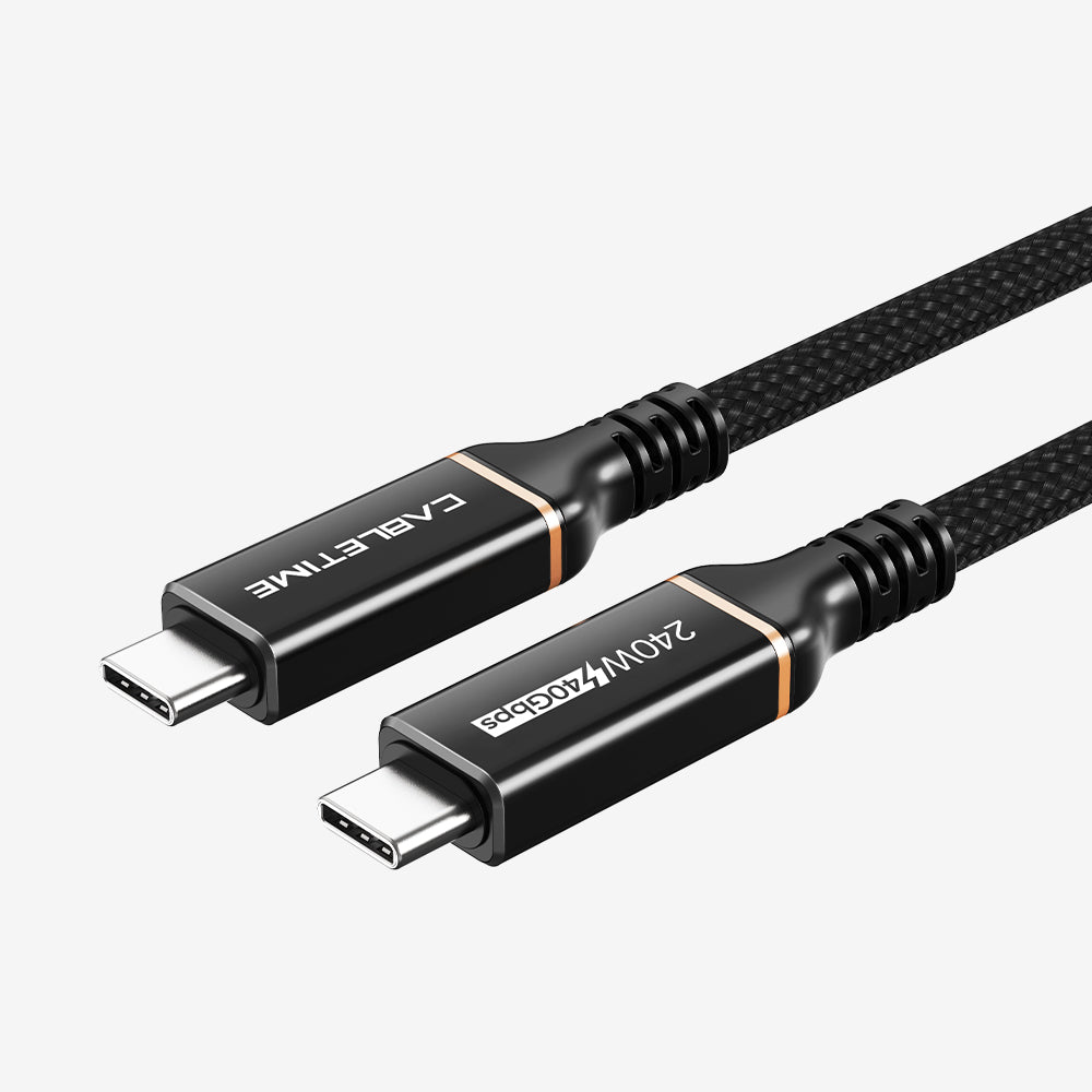 CABLETIME USB4 Cable, 40Gbps, 100W, 8K@60Hz, Braided – product view 2 | CU40E/CU40H/CU40L