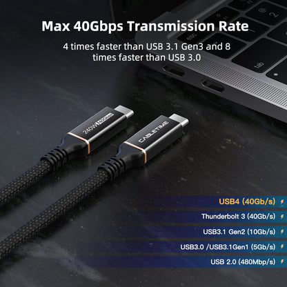 CABLETIME USB4 Cable, 40Gbps, 100W, 8K@60Hz, Braided – product view 5 | CU40E/CU40H/CU40L
