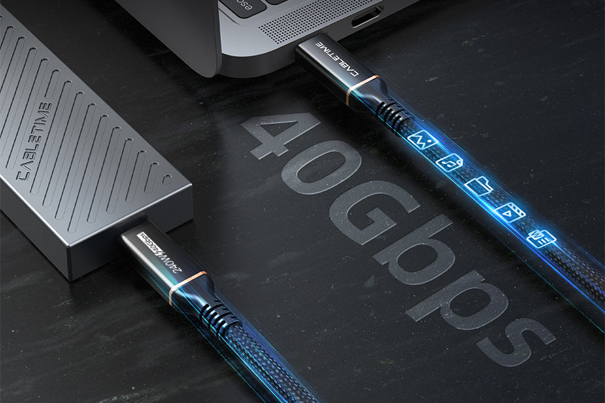 CABLETIME USB4 Cable, 40Gbps, 100W, 8K@60Hz, Braided – feature detail 9 | CU40E/CU40H/CU40L