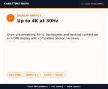CABLETIME CT-C160-PU31-CMHD3 — Display output — Up to 4K at 30Hz